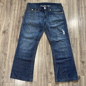 True Religion Billy Big T Jeans Mens 34x30 Light Wash Made In USA Y2K Denim Rock